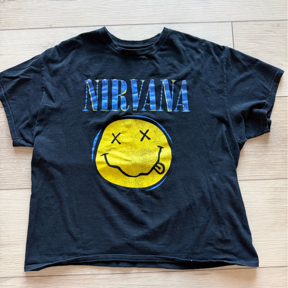 NIRVANA XL Navy Tee with Yellow Graphic